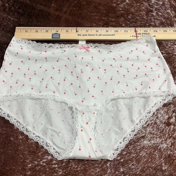 SKIMS Lightweight Cotton Lace Trim Boyshort Snow Ditzy Rose Print Large NWT - Picture 3 of 9